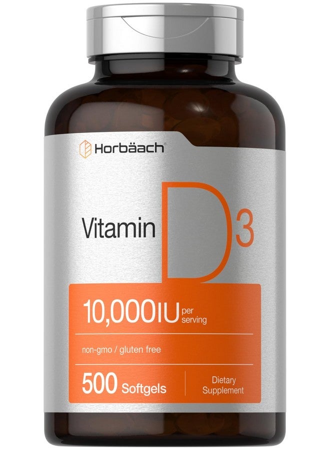 Horbäach Vitamin D3 10000 IU | 500 Softgels | Non-GMO, Gluten Free Supplement | Value Size | 250mcg | High Potency Formula - Image 1