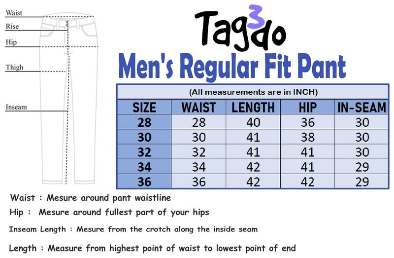 TAGDO Men's Casual Drawstring Joggers, Fashionable Workwear Style (Track-Pant-2035-Black-32) - Image 3