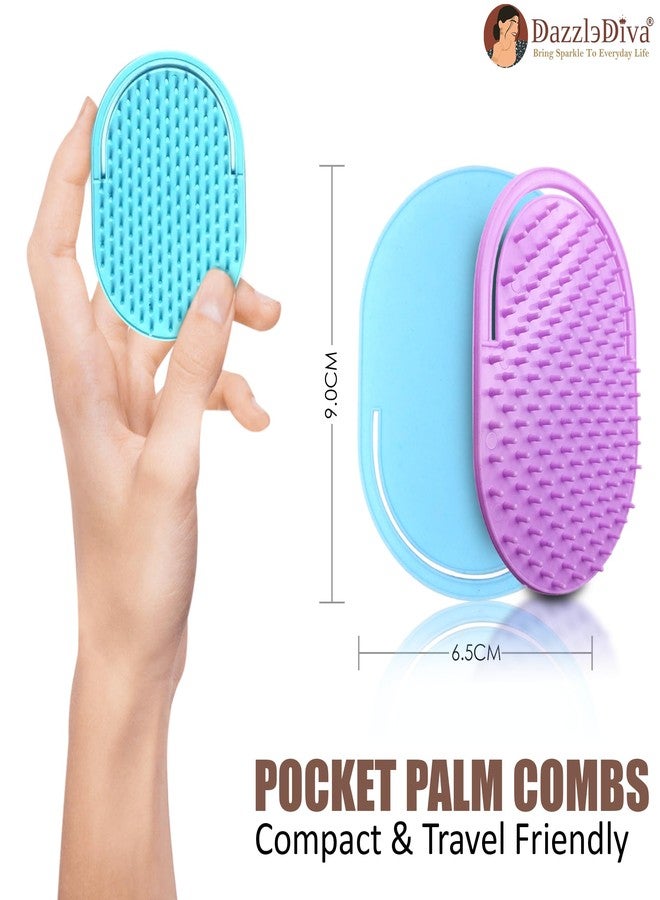 DazzleDiva 4 Pcs Hair Grooming Kit - Double Sided Fine Tooth Lice Comb for Nit Removal - Flexible Scalp Massager Shampoo Brush for Dandruff & Growth - Portable Hair Care Set for Kids, Adults & Pets 4Pcs - Image 2