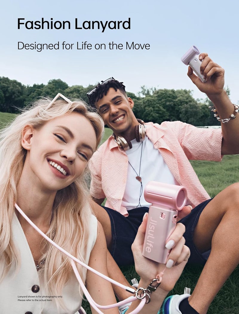 JISULIFE Multi usage Handheld Fan Life9S, Turbo Power: High-Speed Motor, Up to 22H Runtime, 5000mAh Rechargeable, 5-Speed, Mini Pocket Design, Portable Fan for Travel, Outdoor, Gifts for Women Men– Pink Leakproof sealed - Image 1