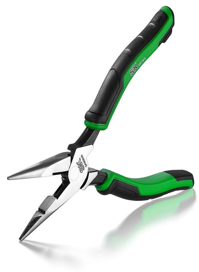 SK 8-Inch Long Nose Pliers, Needle Nose Pliers, Premium CR-V Steel Construction, Ergonomic Anti-slip Handle for Comfortable Grip - Image 1