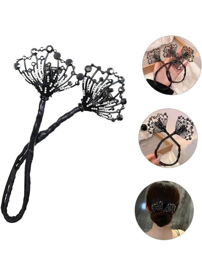 SHOPECOM Hair Bun Accessories For Women Floral Easy Hair Bun Maker For Hair Metal Rhinestone Bun Clips For Hair Elegant Hairstyle Twist Bun Shaper For Women Ladies Daily, Party, Wedding - Image 1