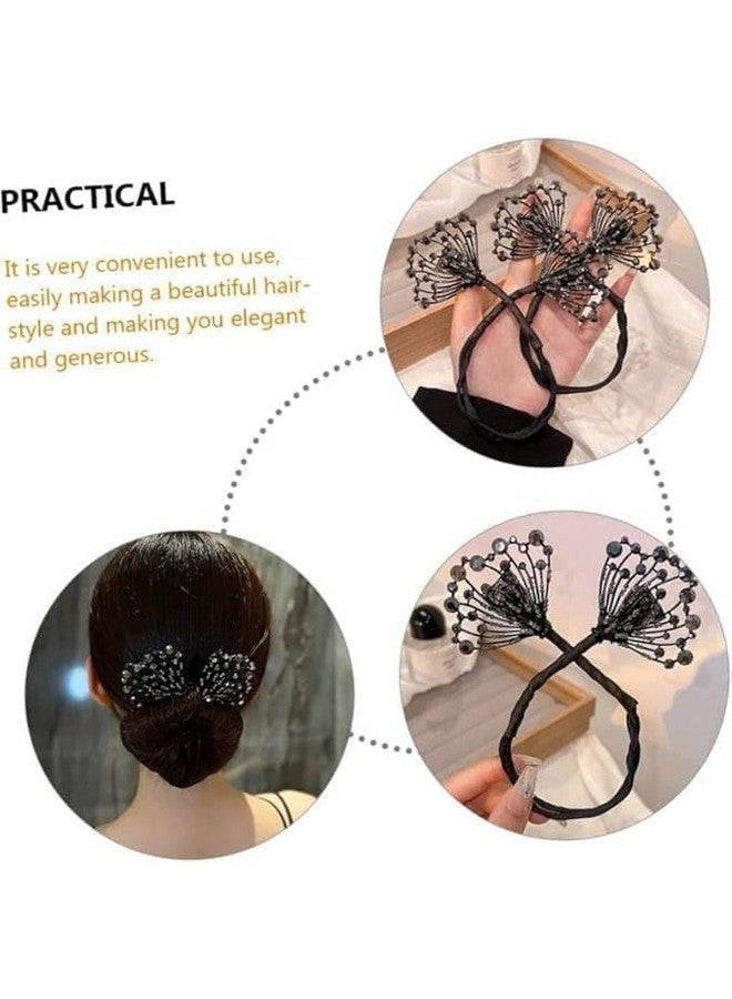 SHOPECOM Hair Bun Accessories For Women Floral Easy Hair Bun Maker For Hair Metal Rhinestone Bun Clips For Hair Elegant Hairstyle Twist Bun Shaper For Women Ladies Daily, Party, Wedding - Image 4