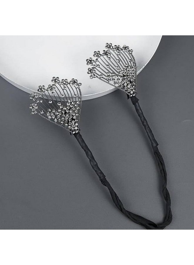 SHOPECOM Hair Bun Accessories For Women Floral Easy Hair Bun Maker For Hair Metal Rhinestone Bun Clips For Hair Elegant Hairstyle Twist Bun Shaper For Women Ladies Daily, Party, Wedding - Image 3