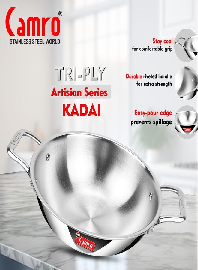 Camro Triply Artisian Kadhai 34 cm, 8 Liters (18 No) (Serves 12 People) | 6 Year Warranty | Induction Friendly Dishwasher Safe | 15+Years of Innovation and Quality - Image 5