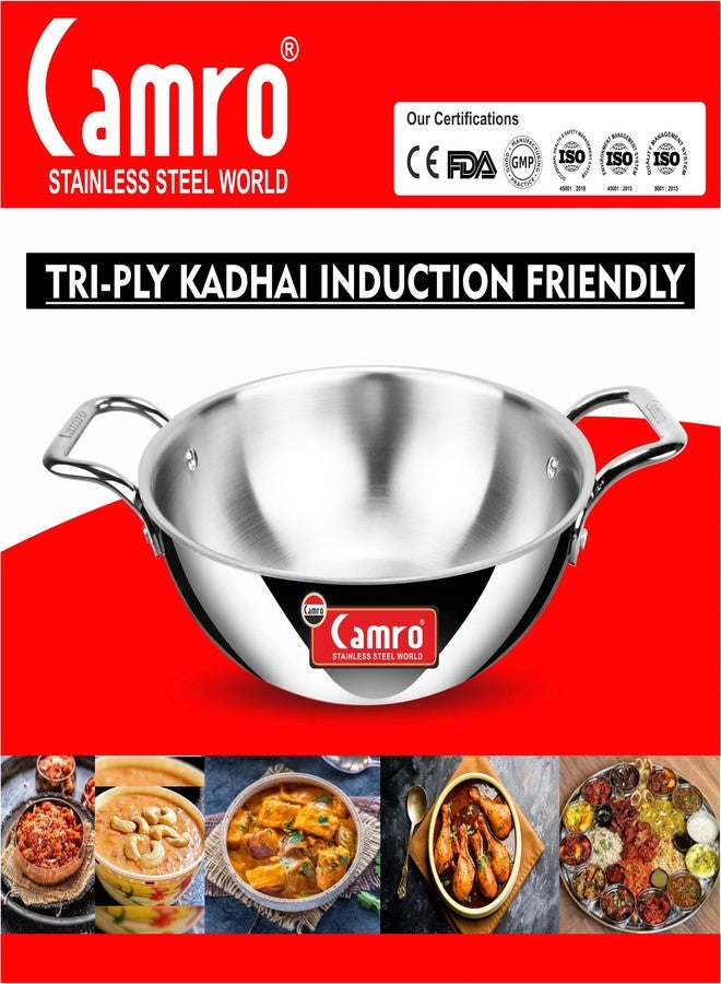 Camro Triply Artisian Kadhai 34 cm, 8 Liters (18 No) (Serves 12 People) | 6 Year Warranty | Induction Friendly Dishwasher Safe | 15+Years of Innovation and Quality - Image 3