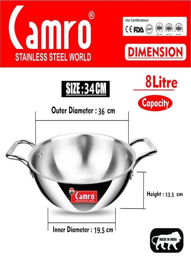 Camro Triply Artisian Kadhai 34 cm, 8 Liters (18 No) (Serves 12 People) | 6 Year Warranty | Induction Friendly Dishwasher Safe | 15+Years of Innovation and Quality - Image 2