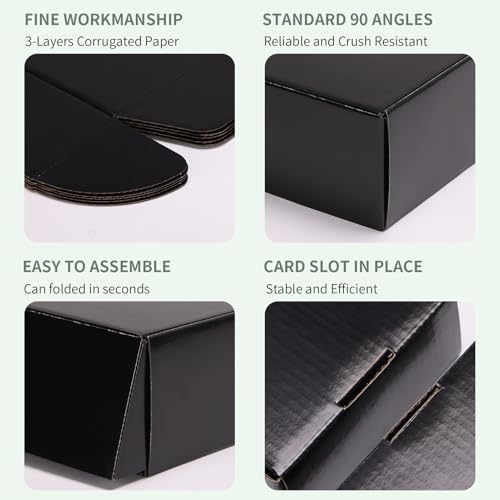 Rempry 40 Pack 9x6x2 Inches Black Shipping Boxes, Cardboard Corrugated Mailer Boxes for Packaging Small Business, Small Gift Boxes for Mailing Present - Image 3