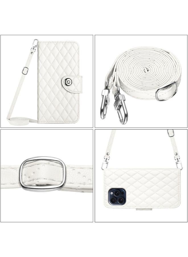 Zaboon Case For iPhone 13 Pro Rhombic Texture Flip Leather Phone Case with Long Lanyard - Image 5