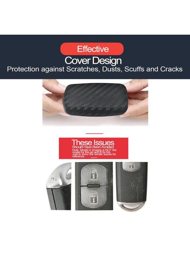 INFIPAR 2pcs Compatible with Mercedes Benz Smart Carbon Fiber Looks Rubber Silicone Case Cover Protector Keyless Remote Holder Jacket for Mercedes-Benz C CLK CL E GL GLK ML R S SL SLK Class - Image 3