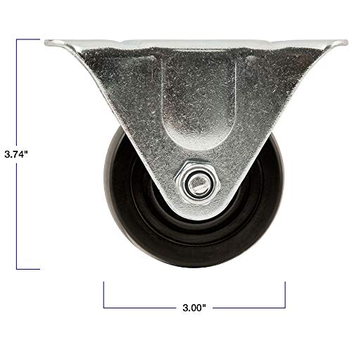 SoftTouch عجلة مطاطية ثقيلة التحمل مع لوحة علوية ثابتة غير دوارة - 3 إنش - سعة تحميل 225 رطل - Image 4