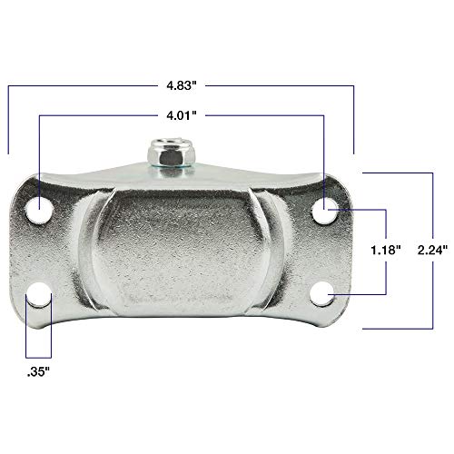 SoftTouch عجلة مطاطية ثقيلة التحمل مع لوحة علوية ثابتة غير دوارة - 3 إنش - سعة تحميل 225 رطل - Image 3