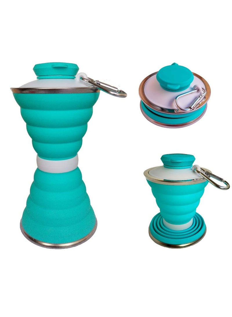 SYOSI زجاجات ماء قابلة للطي للسفر، 500 مل زجاجة ماء رياضية صغيرة قابلة للطي من السيليكون، أكواب ماء للرياضة والمشي والجري، خالية من BPA - Image 1