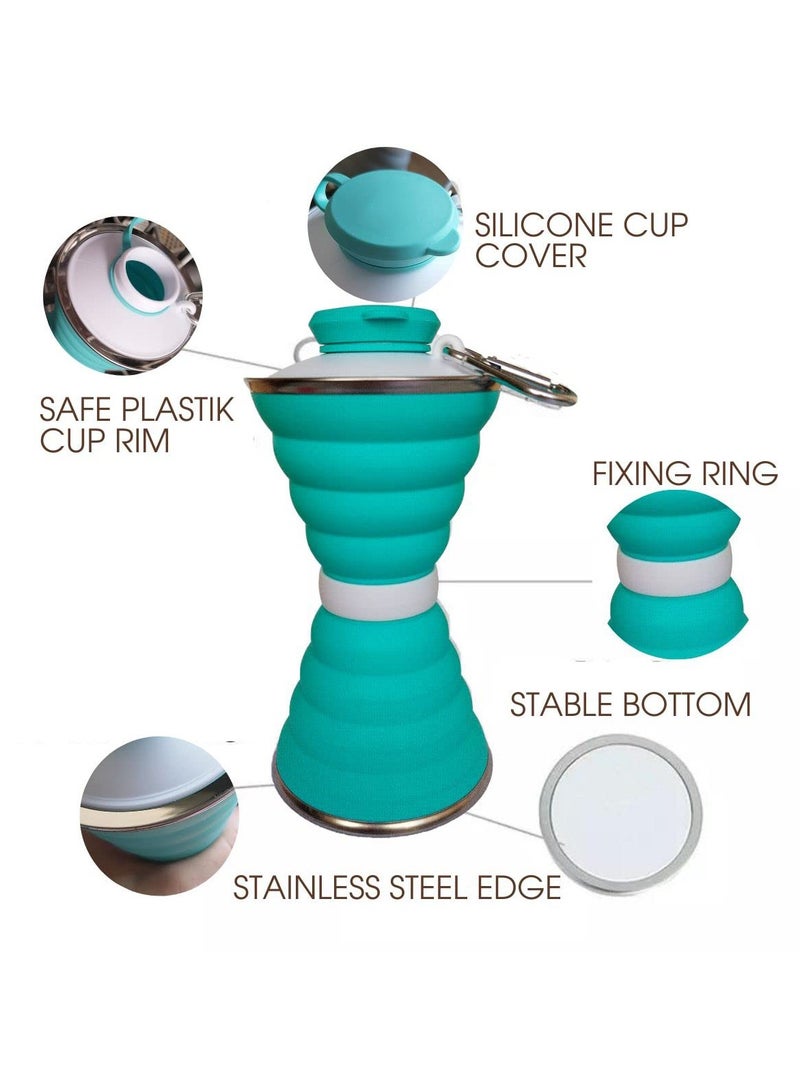 SYOSI زجاجات ماء قابلة للطي للسفر، 500 مل زجاجة ماء رياضية صغيرة قابلة للطي من السيليكون، أكواب ماء للرياضة والمشي والجري، خالية من BPA - Image 3