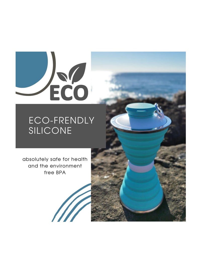 SYOSI زجاجات ماء قابلة للطي للسفر، 500 مل زجاجة ماء رياضية صغيرة قابلة للطي من السيليكون، أكواب ماء للرياضة والمشي والجري، خالية من BPA - Image 5