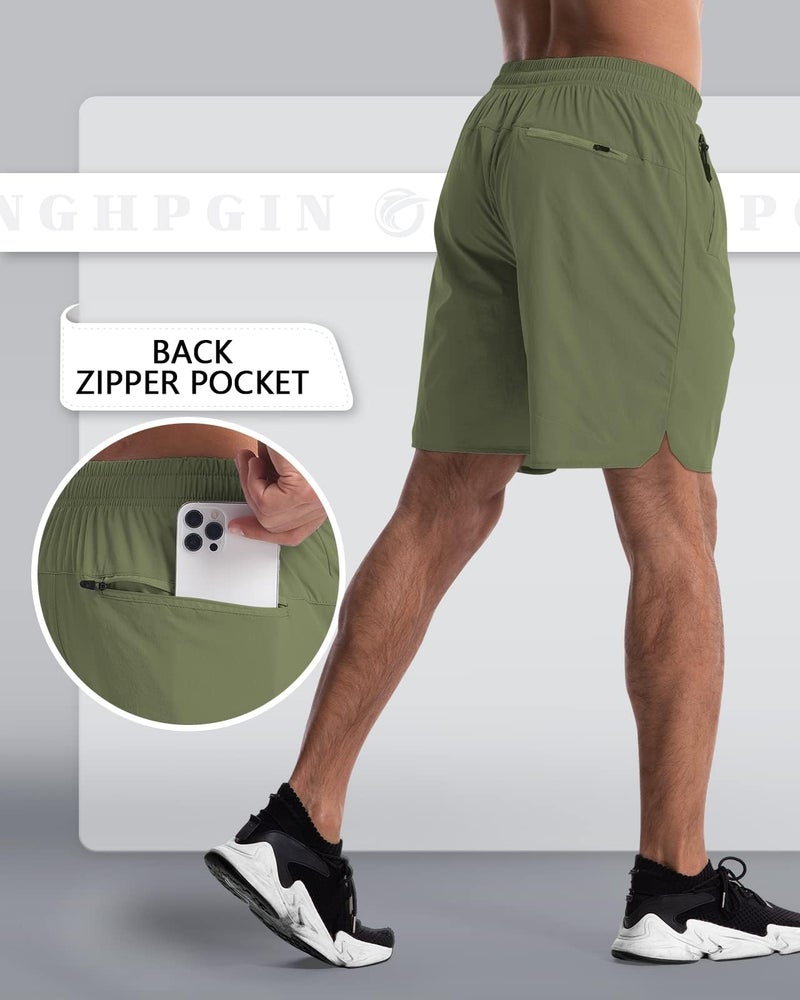 CANGHPGIN 2 Pack Mens Workout Athletic Shorts 7 inch Inseam Quick Dry Hiking Shorts Men Lightweight Sports Gym Shorts Running - Image 4