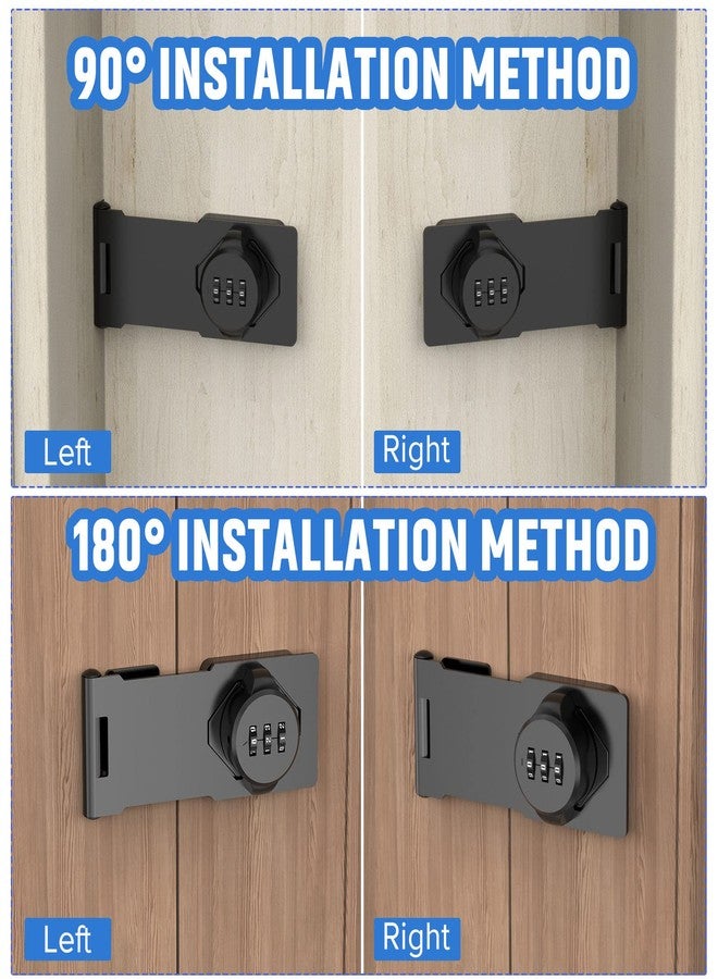 MeBantoo Household Cabinet Password Hasp Locks, Cabinet Locks with Combination, Door Security Slide Latch for Small Barn Doors, Bathroom, Outdoor, Garden (Black) - Image 4