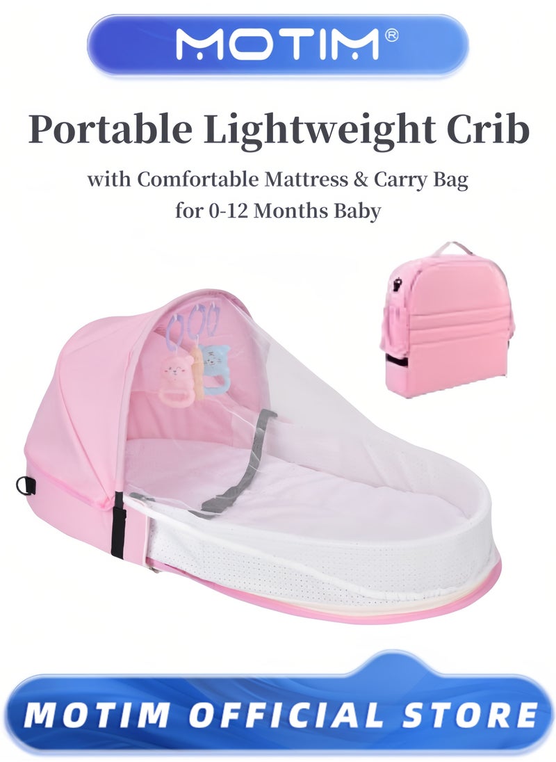 Motim - Convenient Folding Anti-Pressure Crib Medium Bed Newborn Isolation Bionic Travel Crib with Adjustable Head Support for 0-12 Months Baby - Image 1