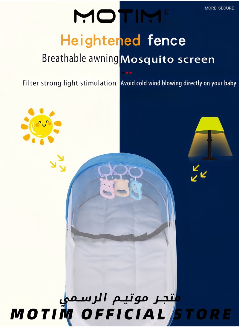 Motim - Convenient Folding Anti-Pressure Crib Medium Bed Newborn Isolation Bionic Travel Crib with Adjustable Head Support for 0-12 Months Baby - Image 1
