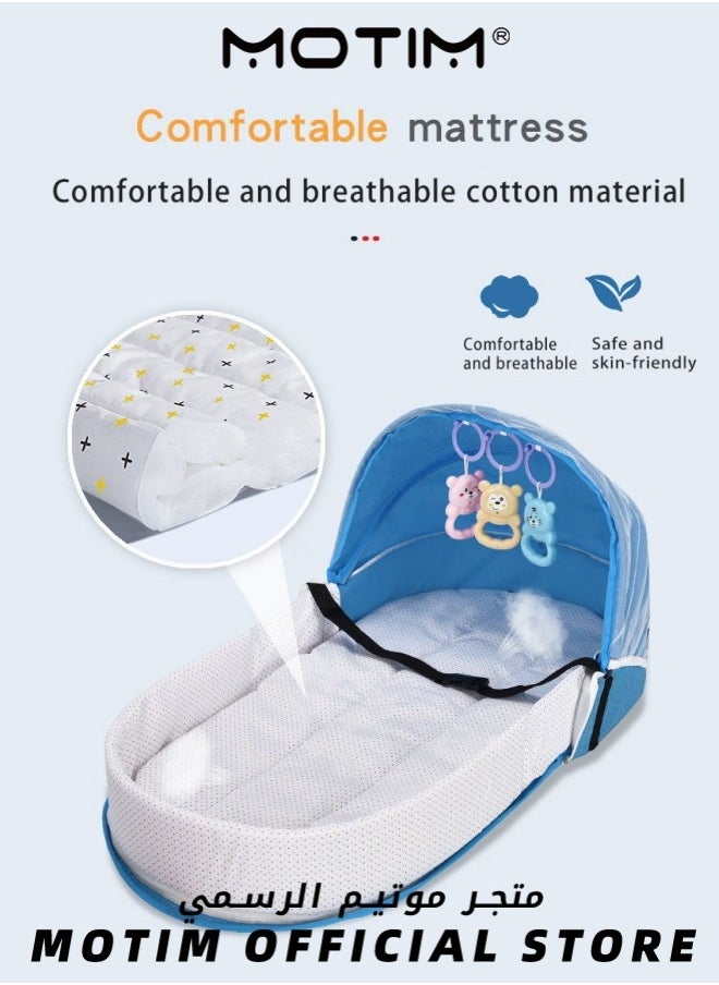 Motim - Convenient Folding Anti-Pressure Crib Medium Bed Newborn Isolation Bionic Travel Crib with Adjustable Head Support for 0-12 Months Baby - Image 1