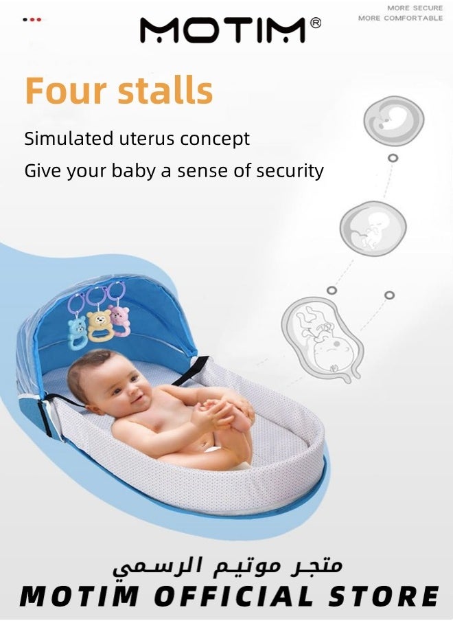 Motim - Convenient Folding Anti-Pressure Crib Medium Bed Newborn Isolation Bionic Travel Crib with Adjustable Head Support for 0-12 Months Baby - Image 1