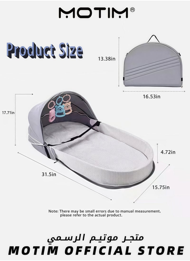 Motim - Convenient Folding Anti-Pressure Crib Medium Bed Newborn Isolation Bionic Travel Crib with Adjustable Head Support for 0-12 Months Baby - Image 1