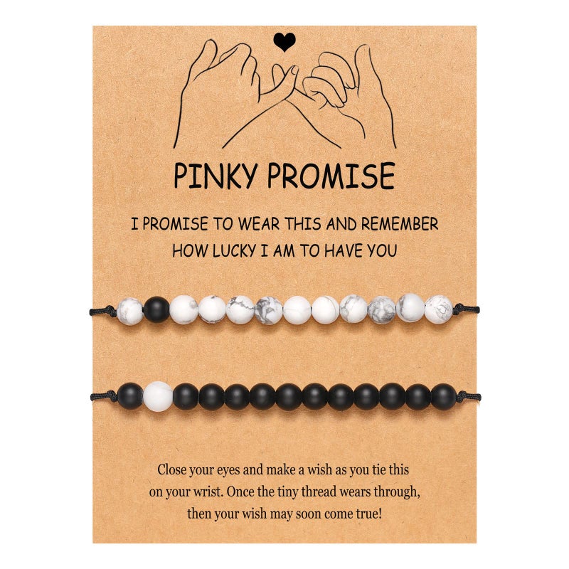 UNGENT THEM Gifts for Him Boyfriend from Girlfriend Matching Couples Bracelets Distance Relationship Pinky Promise Valentines Sweetest Bf Gf Women Men - Image 1