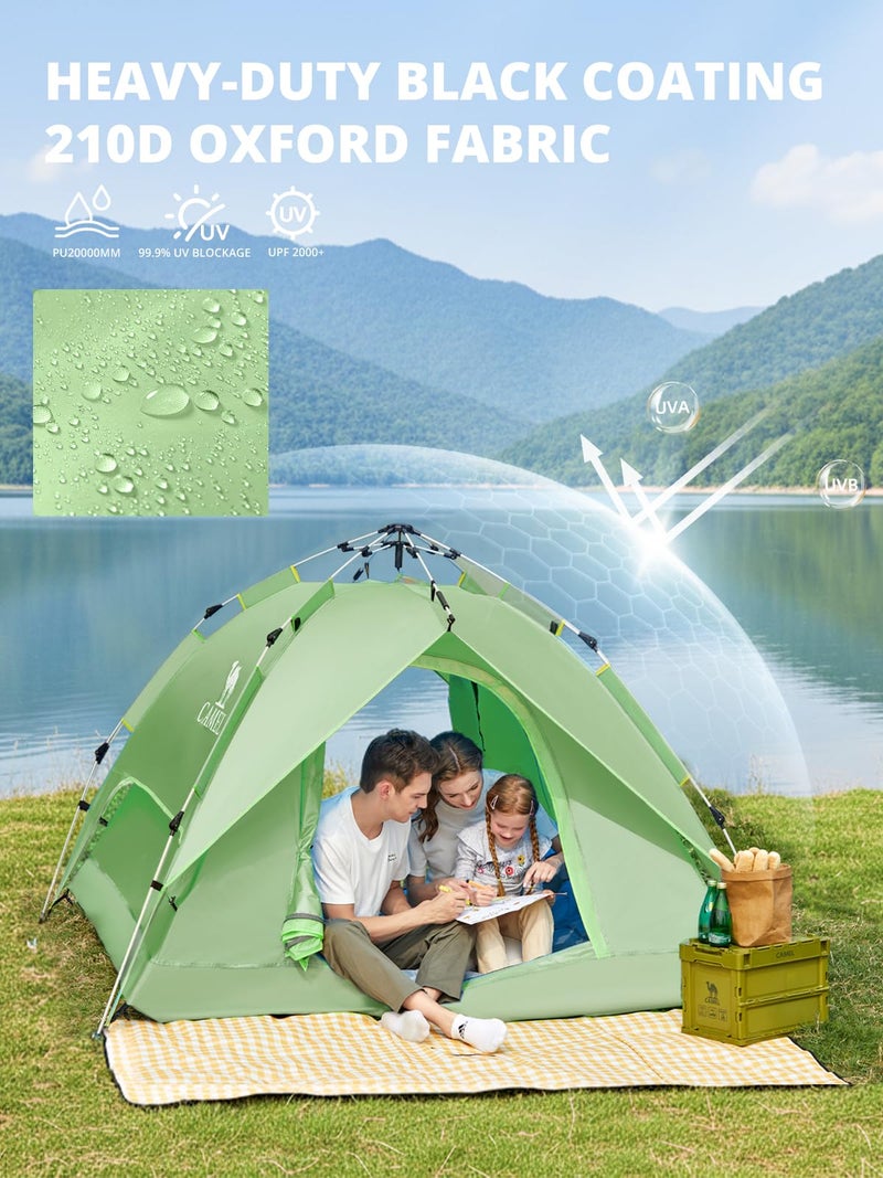 CAMEL CROWN Instant Tent for 3-4 Person, Waterproof & Sun Protection Family Camping Tent, Sets Up in 30 Seconds, Lightweight with Carry Bag for Hiking, Car Camping, Backyard - Image 2