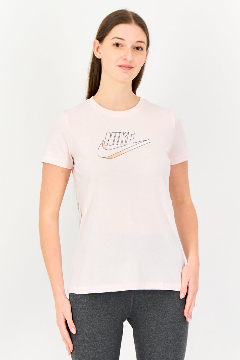 Nike تي شيرت رياضي نسائي قصير الأكمام في الهواء الطلق، وردي فاتح - Image 1