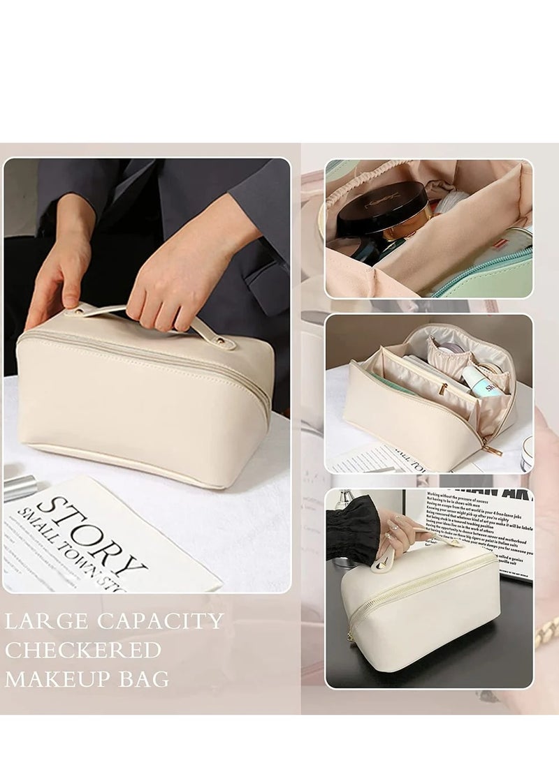 Generic "Leather Travel Makeup Bag – Large-Capacity Cosmetic Organizer for Women, Waterproof & Portable Beauty Case, Random Color"  - Image 3