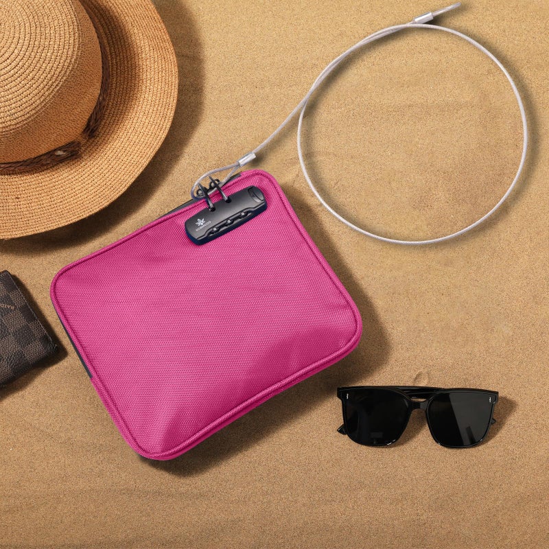 KOSMCCO Beach Locking Bag, 9x7.5 Inch Portable Safe for Phone, Wallet, Keys | Anti-Theft Locking Travel Pouch for Pool, Vacation (Rose Red) - Image 3