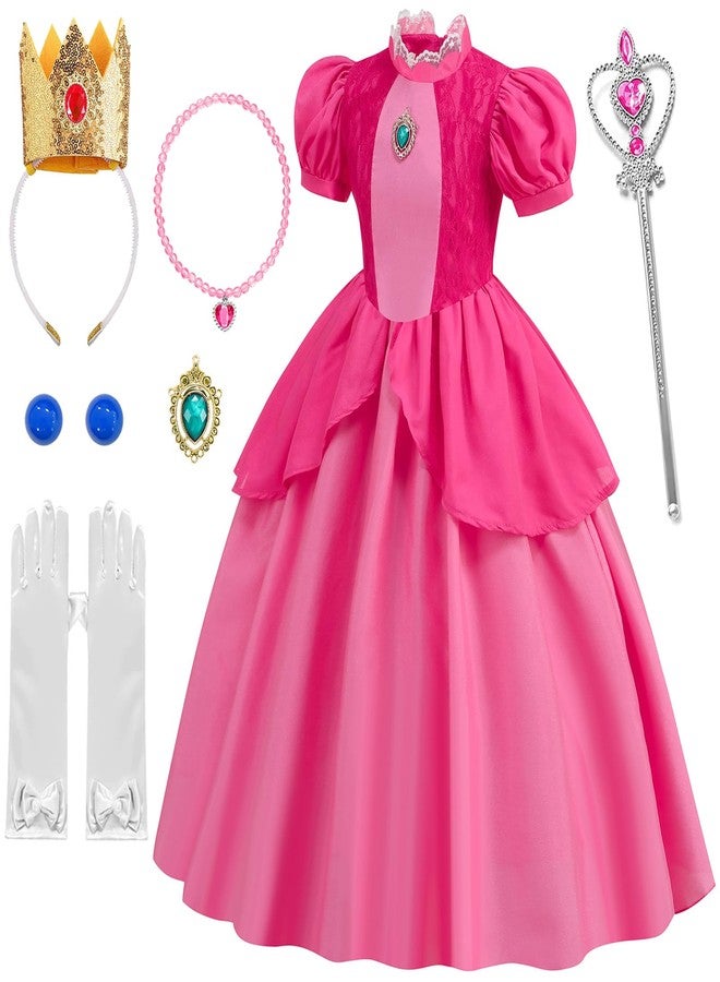 Mooedcoe Pink Princess Costume Girls Toddlers, Kids Cosplay Princess Dresses with Accessories Pink Princess Birthday Dress Up - Image 1