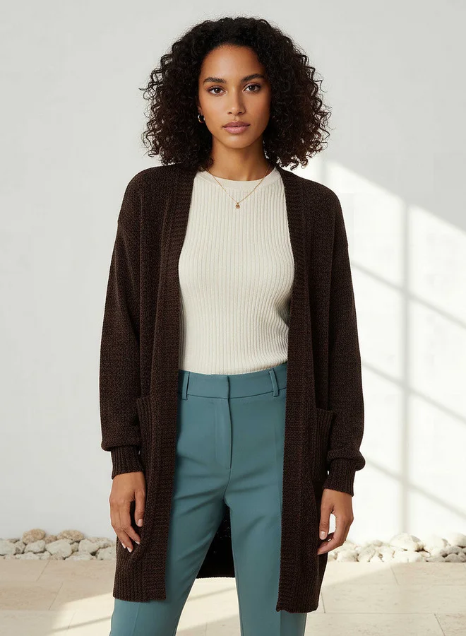 2Xtremz 2Xtremz Longline Open Front Chenille Cardigan