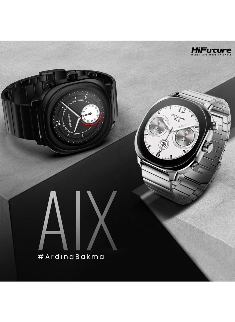 HiFuture FutureFit Aix Stainless Steel Smart Watch With Gorilla Glass, Silver  - Image 4
