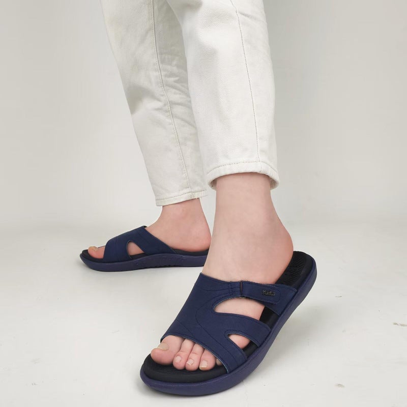KuaiLu Womens Fashion Orthotic Slides Ladies Lightweight Athletic Yoga Mat Sandals Slip On Thick Cushion Slippers Sandals With Comfortable Plantar Fasciitis Arch Support Navy Blue Size 7 - Image 2