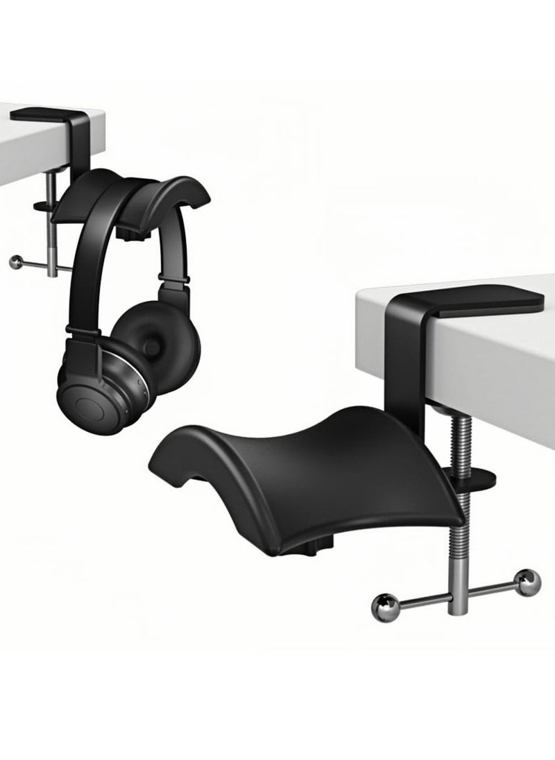 Excefore Headphone Headset Holder Hanger, 1PACK Universal Gaming Headphones Stand, Mount Under Desk Hook Clip with Adjustable Clamp for Most Headphone, Black  - Image 1