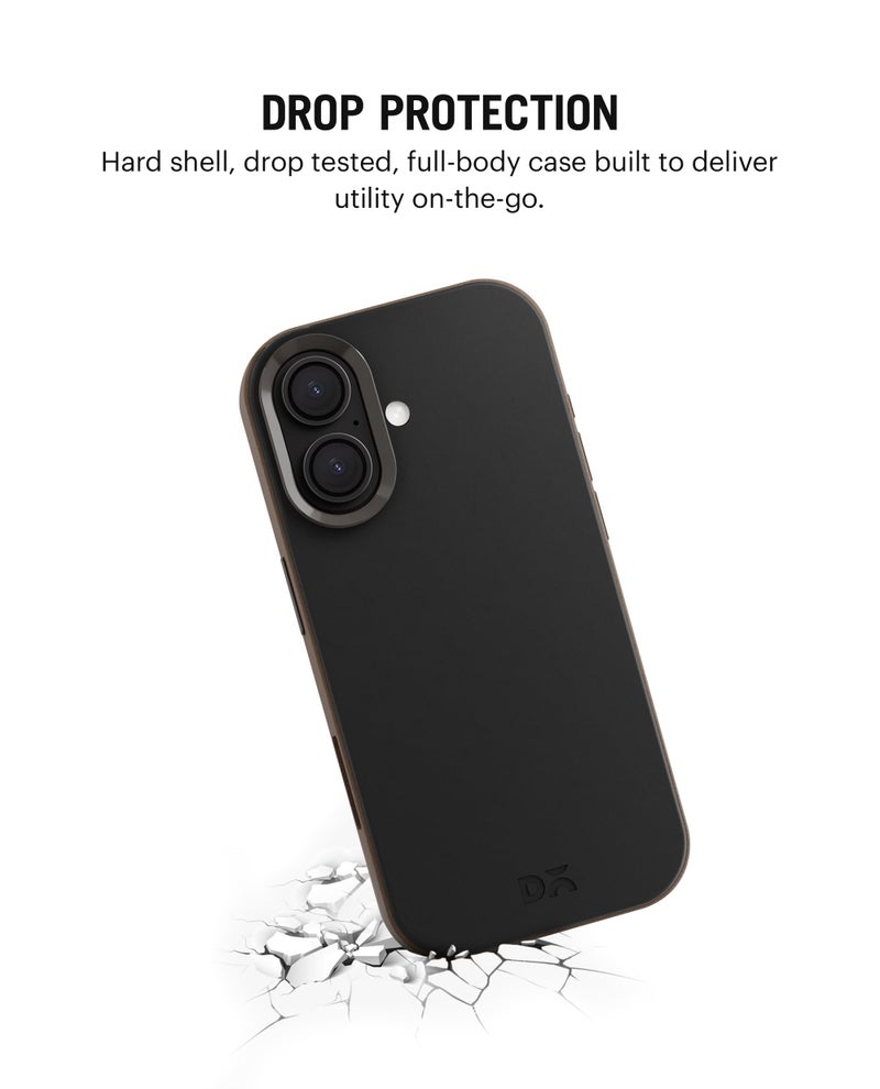 DailyObjects Leatherite Case for iPhone 16 Compatible with Mag-Safe Wireless Charging | Black-Beige Hybrid Magnetic Back Cover - Image 4