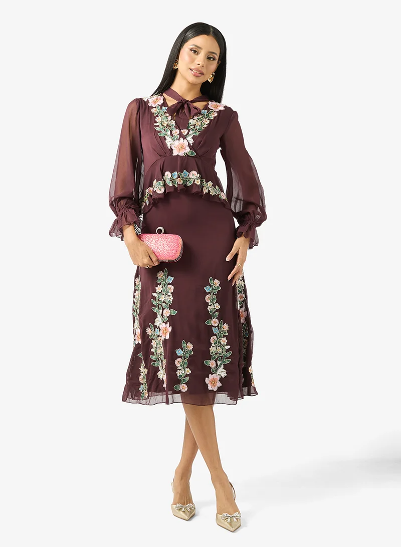 Balloon Sleeve Midi Dress