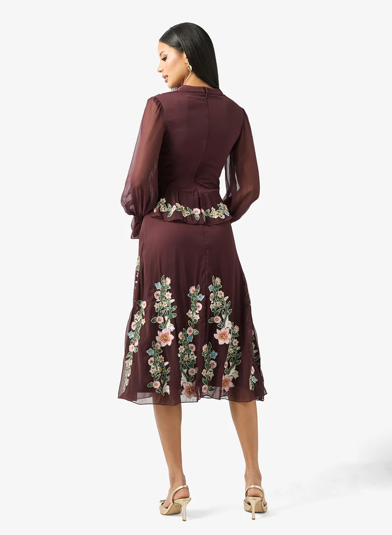 Frock and Frill Balloon Sleeve Midi Dress