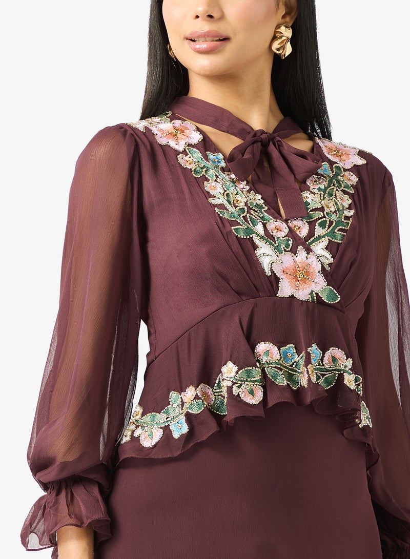 فروك اند فرل فستان ميدي بأكمام بالون - Image 3