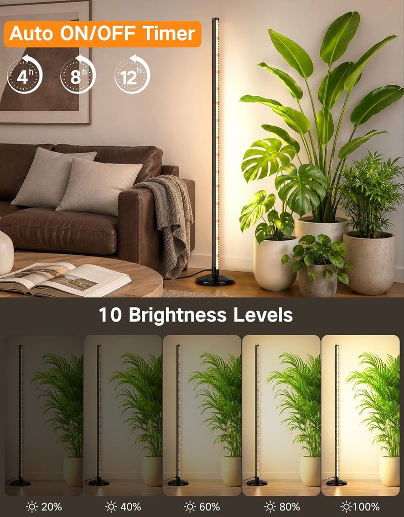 OUTON 160cm Vertical Grow Light for Indoor Plants, 36W, 210 LEDs Full Spectrum Standing Plant Lights with Timer & 10 Level Dimmable Adjustable Height Plant Growing Lamp for Greenhouses, Indoor Gardens - Image 3