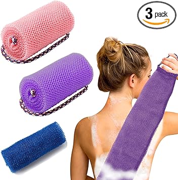 ZOCONE 3 Pcs African Net Sponge Set 80x30cm Long Wash Net 2 Exfoliating Nets 77x14cm Nylon Deep Cleaning Cloth for Women and Men - Image 1
