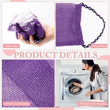 ZOCONE 3 Pcs African Net Sponge Set 80x30cm Long Wash Net 2 Exfoliating Nets 77x14cm Nylon Deep Cleaning Cloth for Women and Men - Image 4
