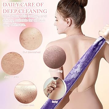 ZOCONE 3 Pcs African Net Sponge Set 80x30cm Long Wash Net 2 Exfoliating Nets 77x14cm Nylon Deep Cleaning Cloth for Women and Men - Image 5