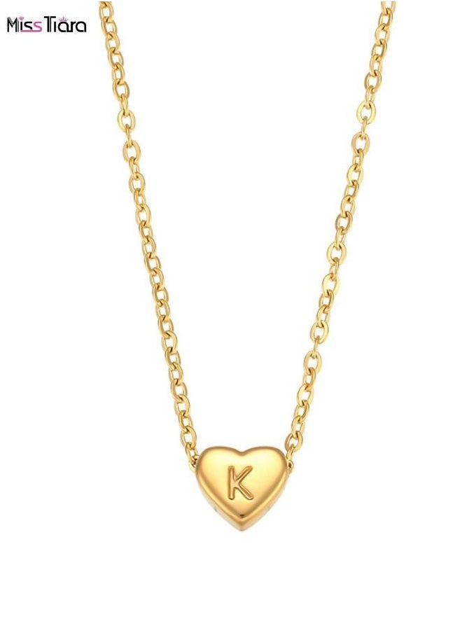 MissTiara - K Letter Heart Shape Design Chain Pendant Necklace for Girl and Women - Image 1