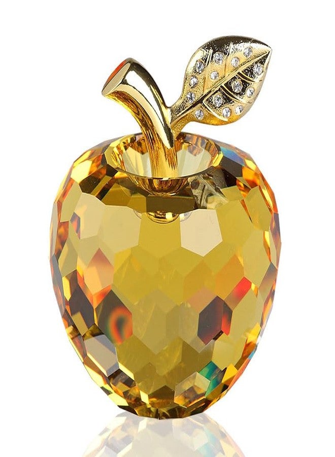 DOJOZ Crystal Apple Valentines Day Gifts Paperweight Craft Decoration Table top Ornament Statue Home Decor (Yellow) - Image 4