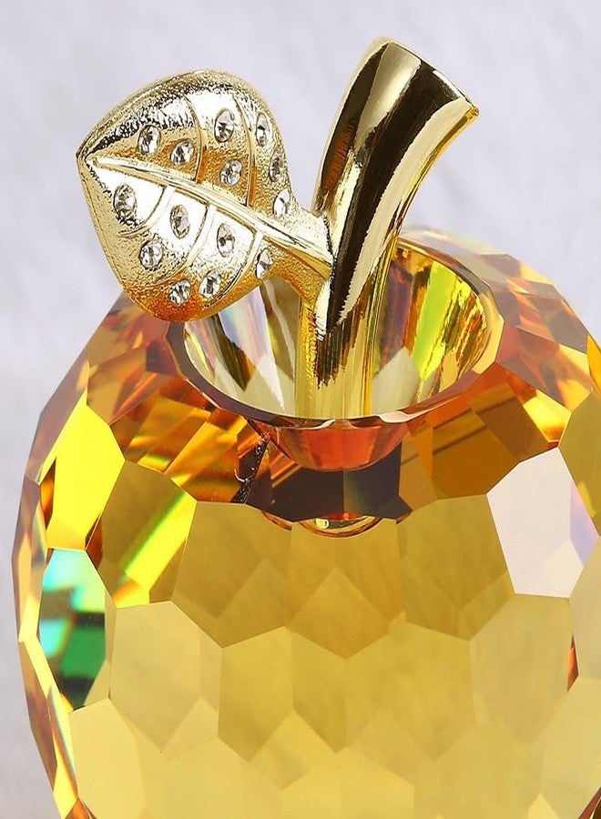 DOJOZ Crystal Apple Valentines Day Gifts Paperweight Craft Decoration Table top Ornament Statue Home Decor (Yellow) - Image 5