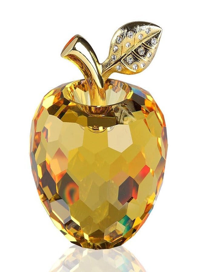 DOJOZ Crystal Apple Valentines Day Gifts Paperweight Craft Decoration Table top Ornament Statue Home Decor (Yellow) - Image 2