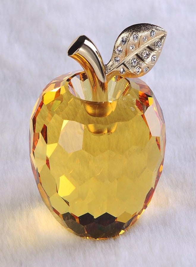 DOJOZ Crystal Apple Valentines Day Gifts Paperweight Craft Decoration Table top Ornament Statue Home Decor (Yellow) - Image 3
