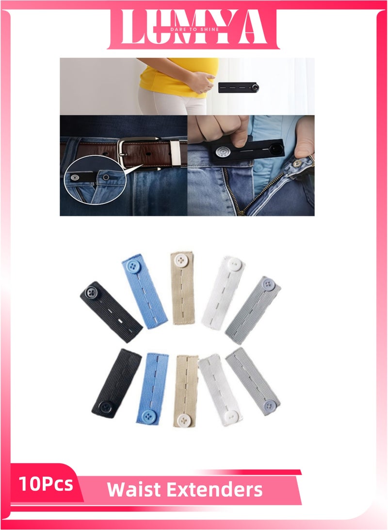 10 Pcs Elastic Waist Extenders, Adjustable Waistband Button Extender for Pants, Jeans, Trousers, Ideal for Men, Women, Pregnancy, No Sewing Required, Enhances Comfort (Multicolor)  - Image 1